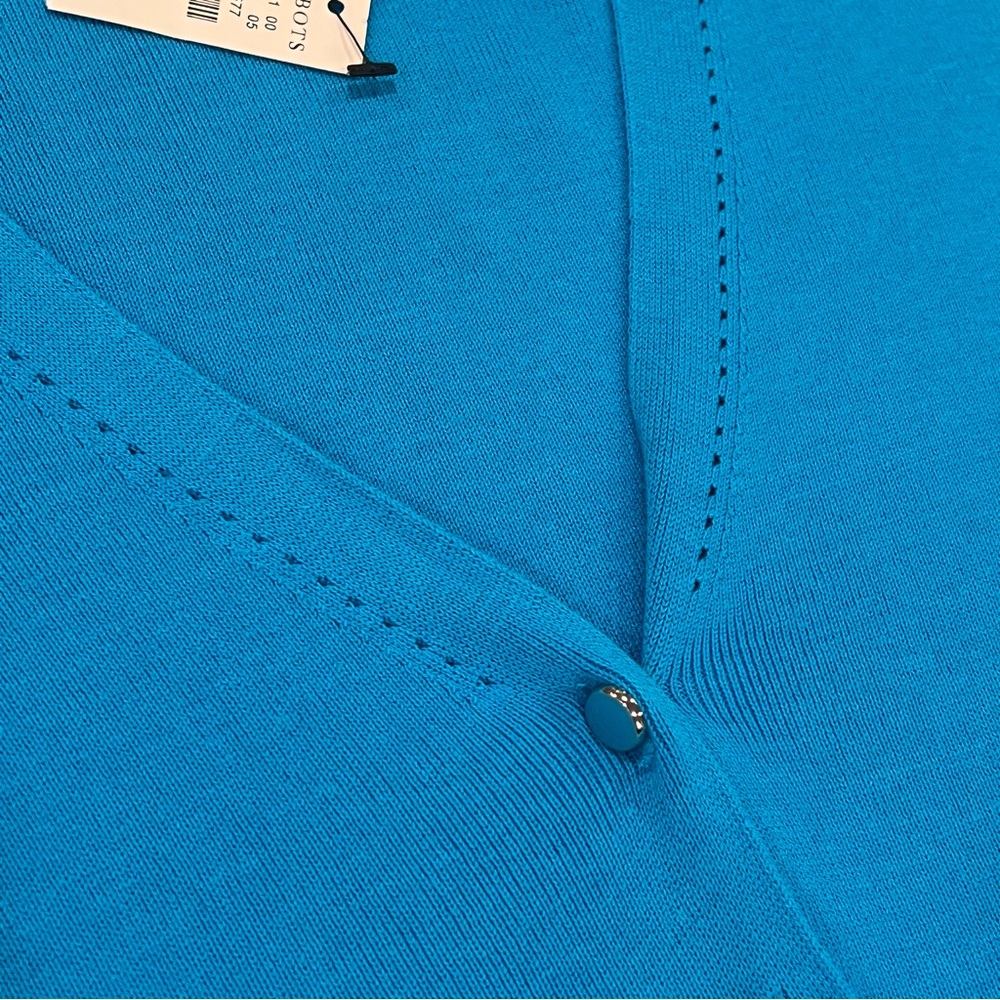 NWT Talbots Kelly Cardigan Sweater Blue PS Small Petite Elbow Length V-Neck - Picture 6 of 16
